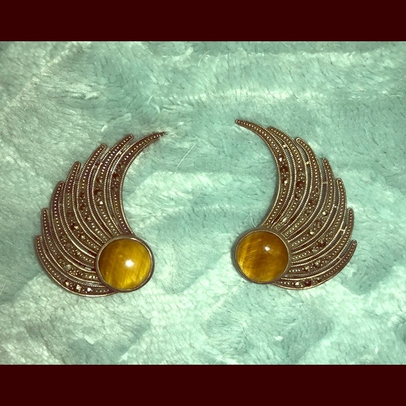 Jewelry - Vintage earrings, sterling silver, tiger’s eye gem